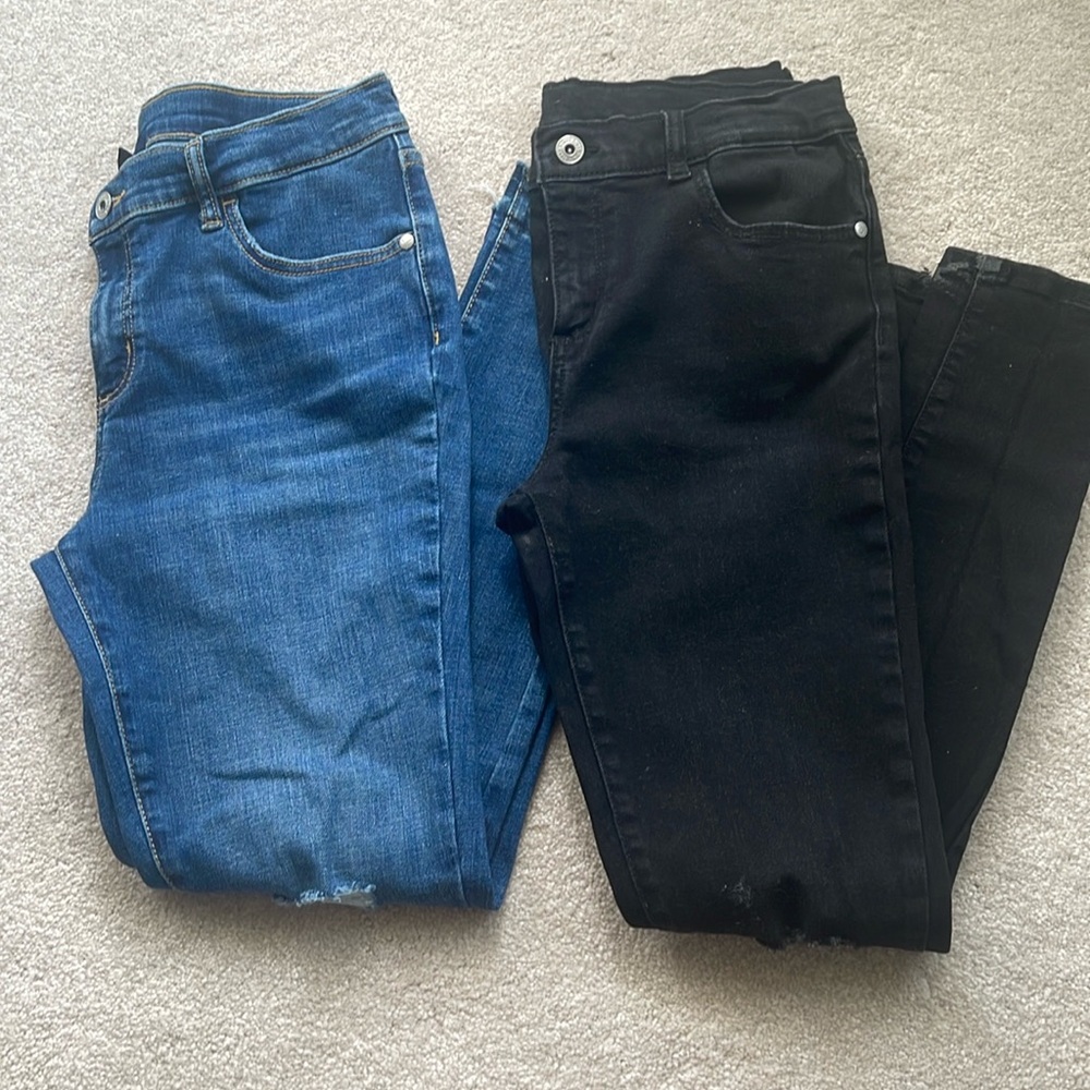 ART Class Distressed Slim Jeans Girls Size 16 black and blue pair